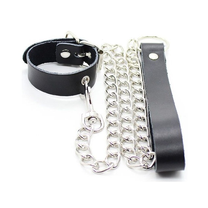 OHMAMA FETISH - PENIS NECKLACE AND LEATHER STRAP WITH METAL CHAIN