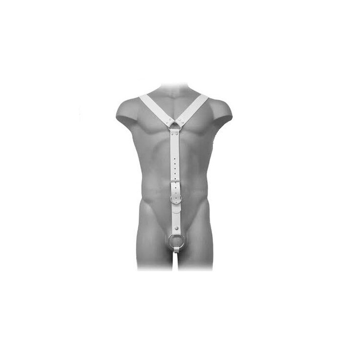 LEATHER BODY - HARNESS MEN WHITE