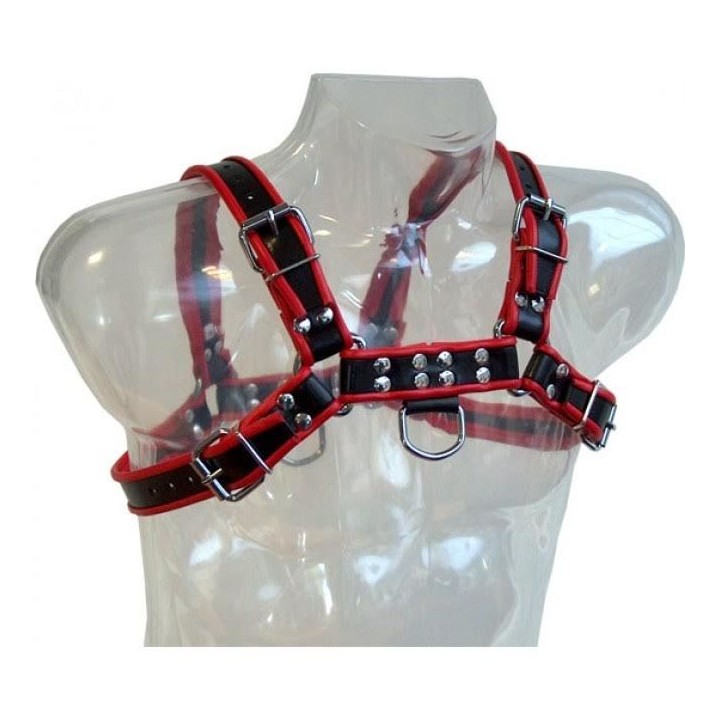 LEATHER BODY - CHAIN HARNESS III BLACK / RED