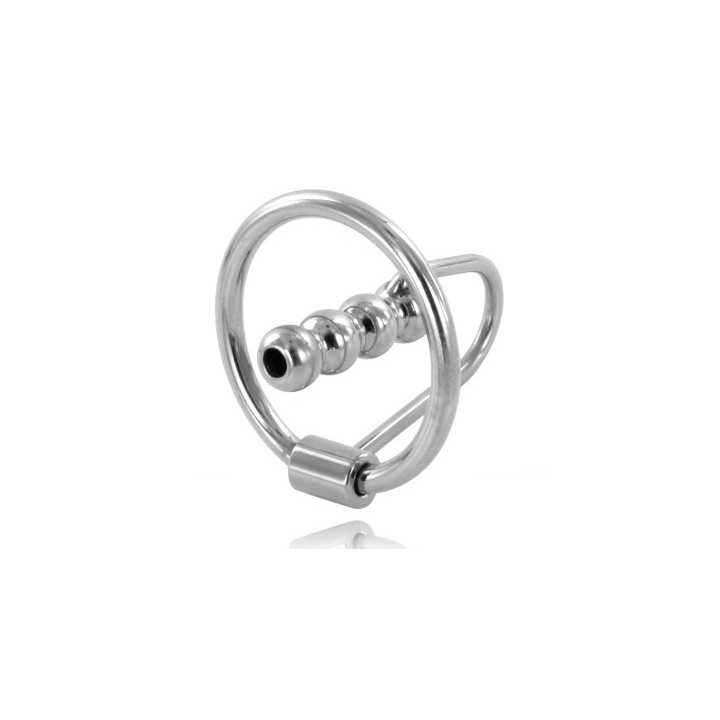 METAL HARD - GLAND RING WITH URETHRAL PLUG 28MM
