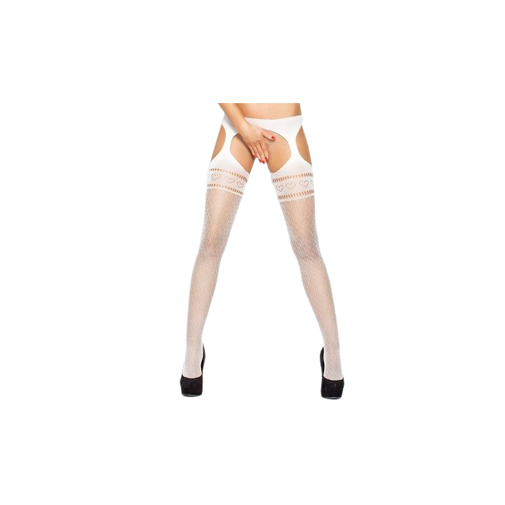 PASSION - TIGHTS WITH GARTER BS002 WHITE